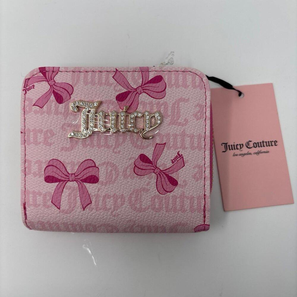 Juicy couture pink bow mini wallet zip around
